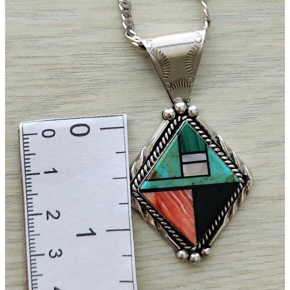 NECKLACE-Vintage-Turquoise-Rose Quartz-Onyx-Green Malachite-Long - Picture 14 of 16